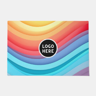 Abstract Vibrant Rainbow Waves   Add your Logo Doormat