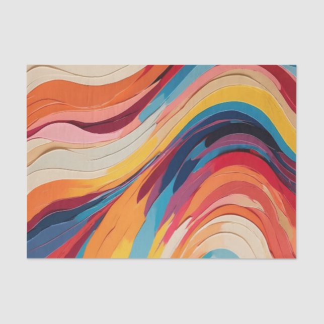 Abstract Vibrant Rainbow Wavy Stripes  Tissue Paper (Front)