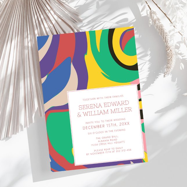 Abstract Vibrant Shapes Chic Wedding  Invitation (Creator Uploaded)