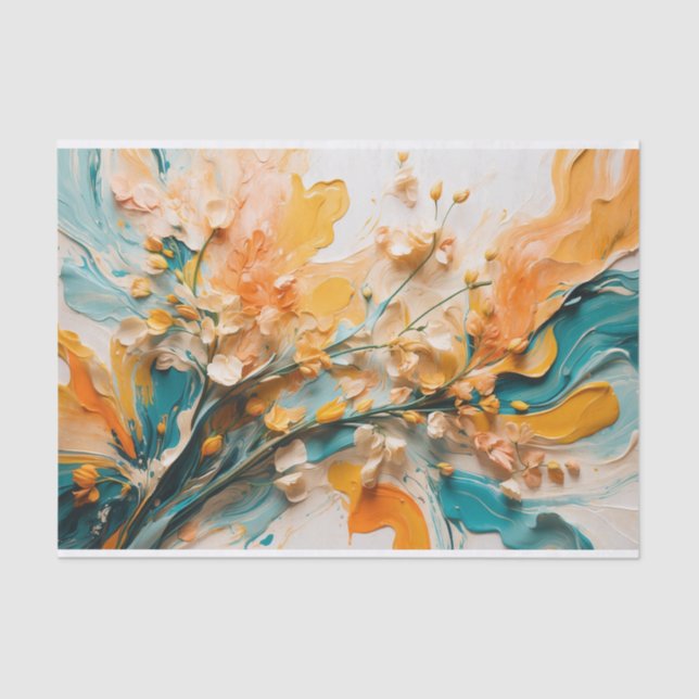 Abstract Vibrant Springtime Wildflowers Tissue Paper (Front)