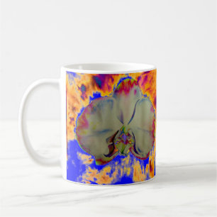 Abstract vibrant watercolor floral orchid painting coffee mug