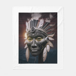 Abstract View Of Native American Chief Fleece Blanket