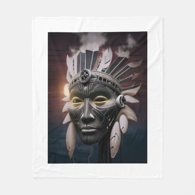 Abstract View Of Native American Chief Fleece Blanket (Front)
