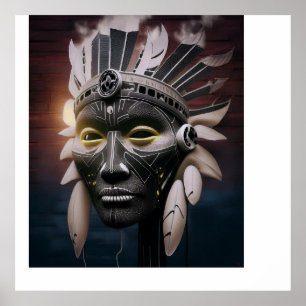 Abstract View Of Native American Chief Poster