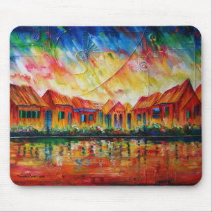 Abstract Village Cityscape XX - Mousepad
