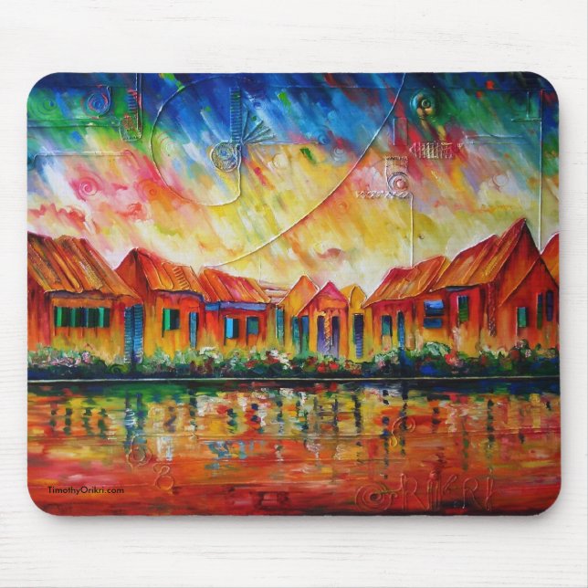 Abstract Village Cityscape XX - Mousepad (Front)