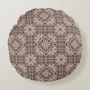 abstract vintage background colored mosaic symmetr round pillow
