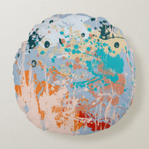 Abstract vintage background with multi-colored pai round pillow