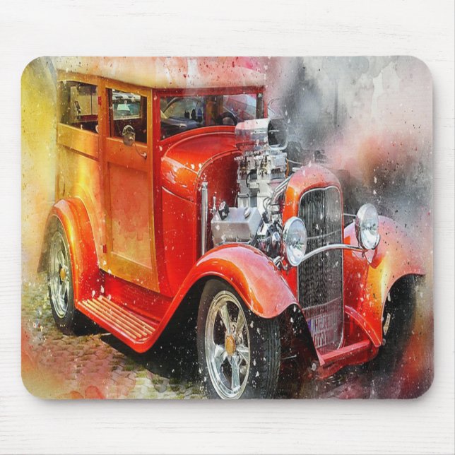 Abstract Vintage Car Mouse Pad (Front)