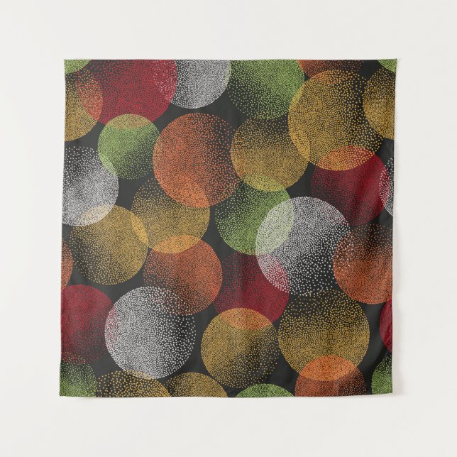 Abstract Vintage: Colourful Circles Pattern. Tapestry (Front)