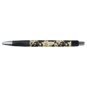 Abstract vintage floral sparkle glass Monogram Pen