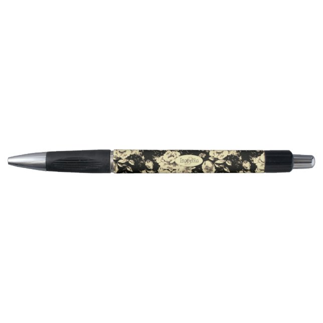 Abstract vintage floral sparkle glass Monogram  Pen (Front)