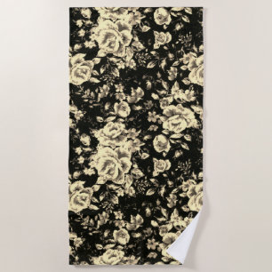 Abstract vintage floral sparkle glass texture   beach towel