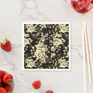Abstract vintage floral sparkle glass texture napkin