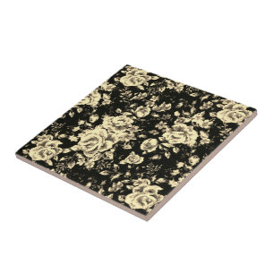 Abstract vintage floral sparkle glass texture tile