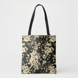 Abstract vintage floral sparkle glass texture tote bag