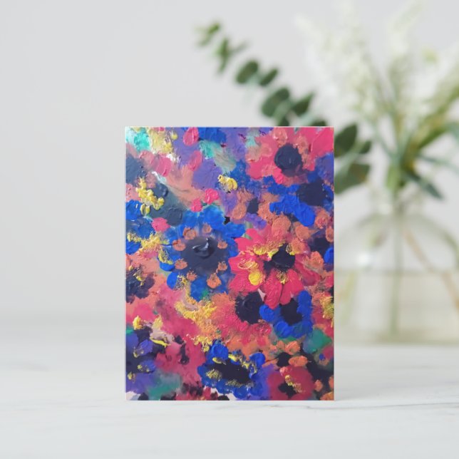 Abstract vintage flowers postcard (Standing Front)