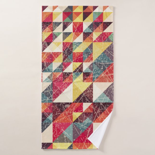 Abstract, vintage geometric backgroundpattern,colo bath towel (Bath Towel)