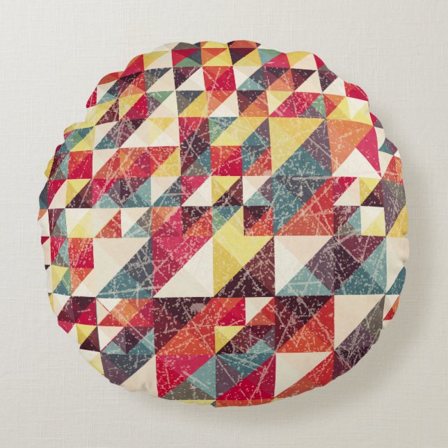 Abstract, vintage geometric backgroundpattern,colo round pillow (Front)