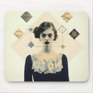 Abstract Vintage Girl Mouse Pad