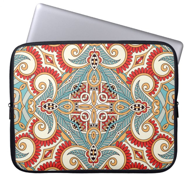 Abstract Vintage Graphical Repeat Wallpaper Laptop Sleeve (Front)