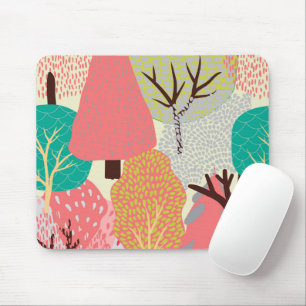 Abstract Vintage Green Trees  Mouse Pad