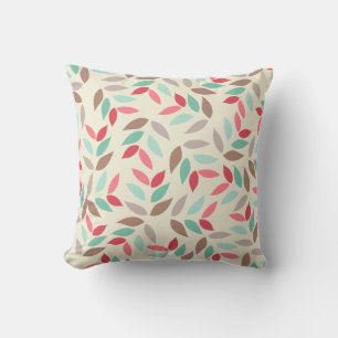 Abstract Vintage Inspired Leaves Pattern Throw Pillow