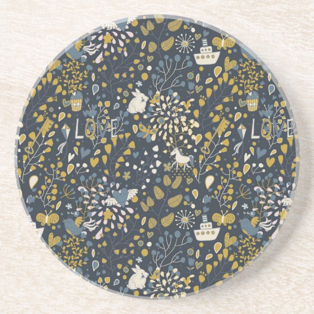 Abstract vintage pattern coaster (Front)