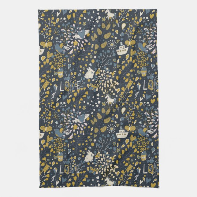 Abstract vintage pattern kitchen towel (Vertical)