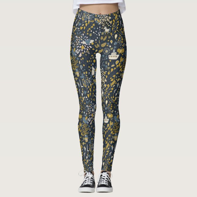 Abstract vintage pattern leggings (Front)