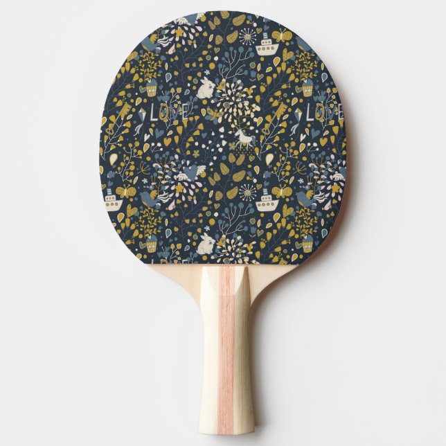 Abstract vintage pattern ping pong paddle (Front)