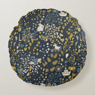 Abstract vintage pattern round pillow