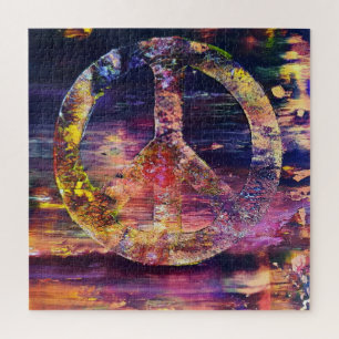 Abstract Vintage Peace Sign Jigsaw Puzzle. Jigsaw Puzzle