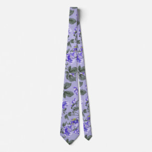 Abstract Vintage Purple Flowers Tie