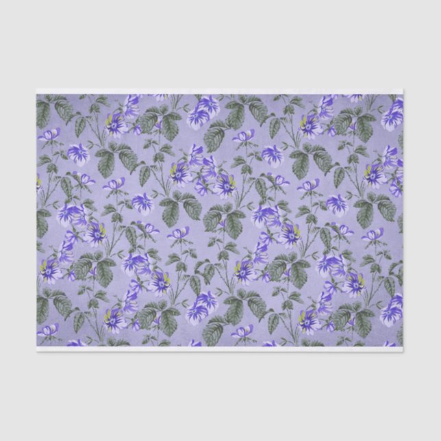 Abstract Vintage Purple Flowers  Tissue Paper (Front)