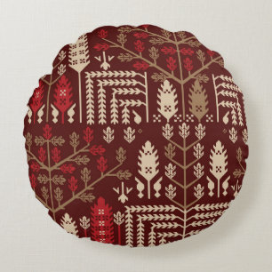 abstract vintage seamless graphical repeat pattern round pillow