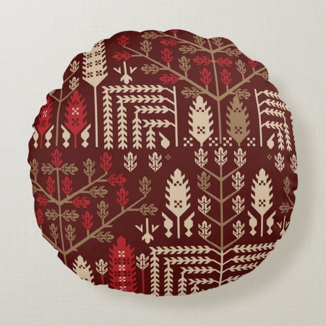 abstract vintage seamless graphical repeat pattern round pillow (Front)