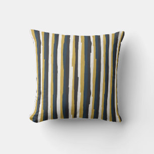 Abstract vintage stripes golden navy throw pillow