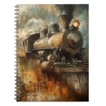 Abstract Vintage Train Engine Notebook