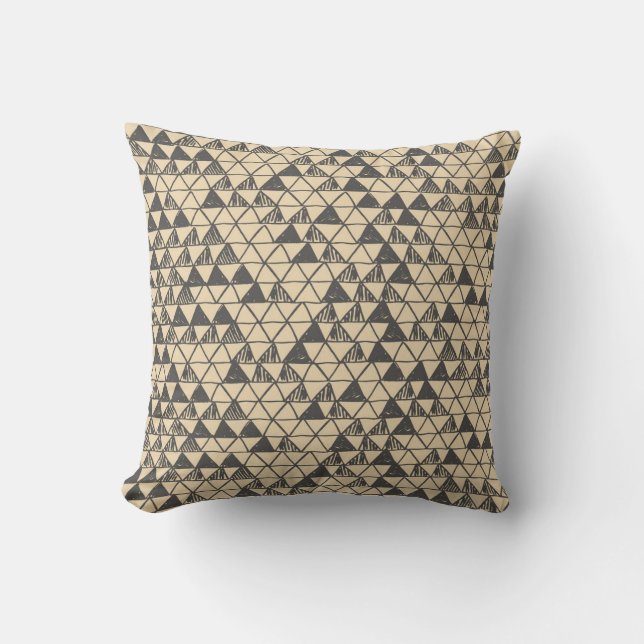 Abstract Vintage Triangle Pattern. Throw Pillow (Front)