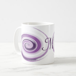 Abstract violet brush strokes spiral.Monogram. Coffee Mug