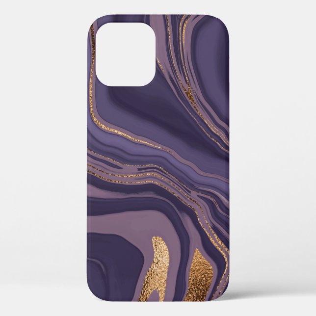 Abstract violet marble with gold Case-Mate iPhone case (Back)