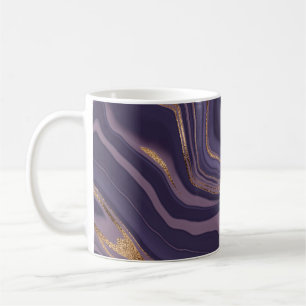 Abstract violet marble with gold coffee mug