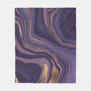 Abstract violet marble with gold fleece blanket