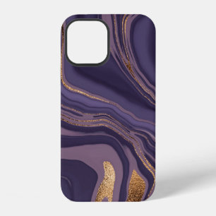 Abstract violet marble with gold iPhone 12 case