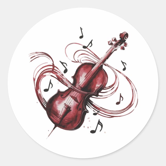 abstract violin  classic round sticker (Front)