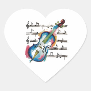 Abstract violin heart-shaped stickers