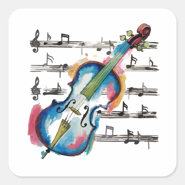 Abstract Violin Square Sticker (Front)