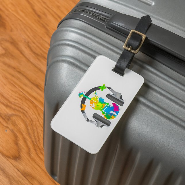 Abstract Violin with Headphones and Music Art  Luggage Tag (Creator Uploaded)