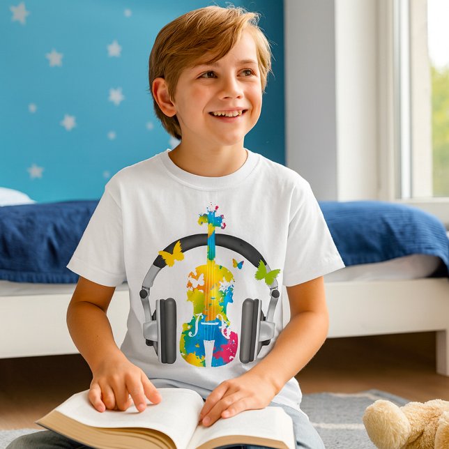 Abstract Violin with Headphones and Music Art  T-Shirt (Creator Uploaded)